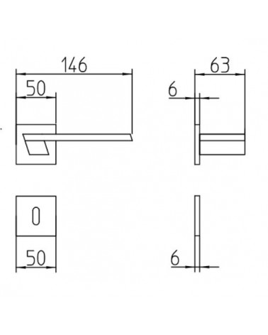 Mandelli Jet door handle with dimensions