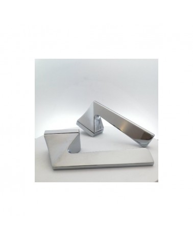 Polished chrome Impera door handle design handle fitted on a plate