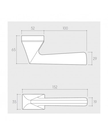 Impera door handle with dimensions