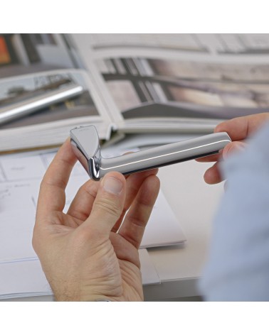 Polished chrome Ento Edge door handle designer handle side view