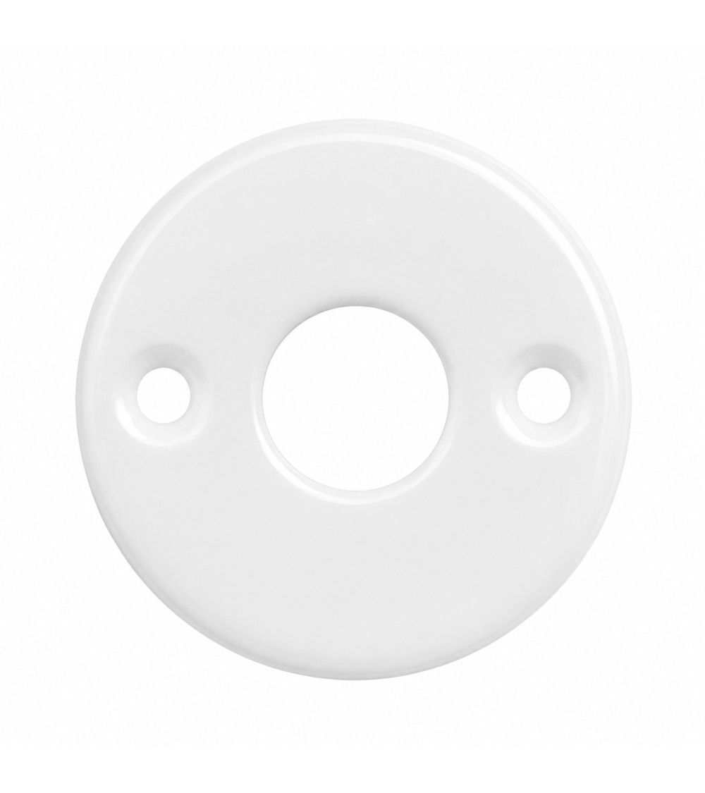 White porcelain escutcheon with hole