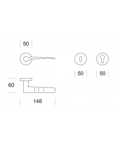 Door handle Ento Flow C3 with dimensions