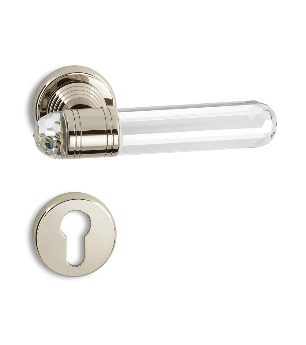 Modern Timeless Diamante door handle in brass and crystal - design handle