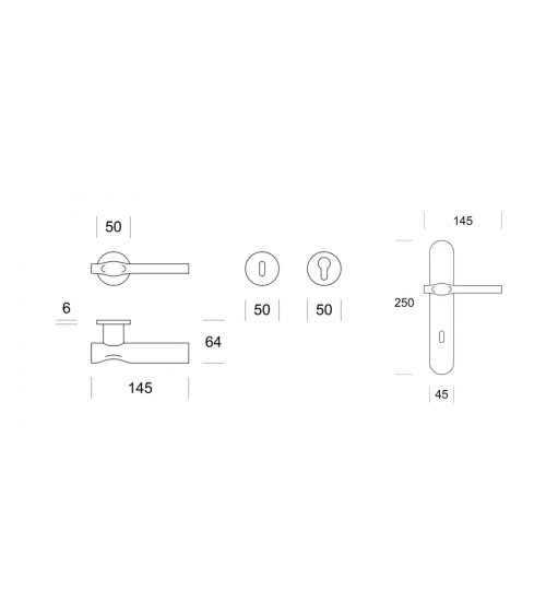 Polished chrome door handle ENTO TRACE
