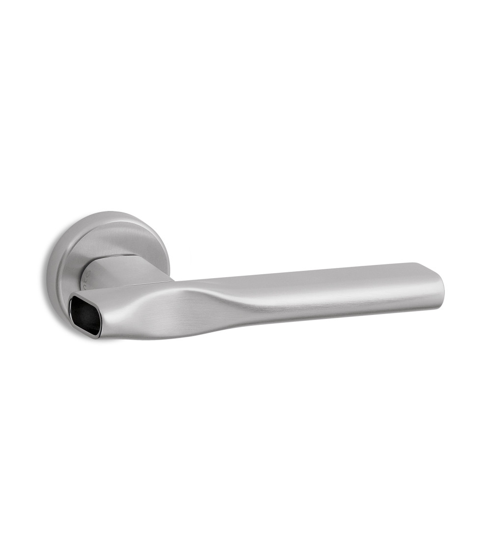 Satin chrome Ento Trace door handle designer handle