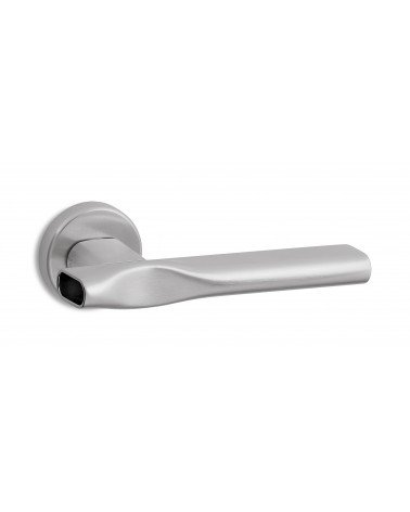 Satin chrome Ento Trace door handle designer handle