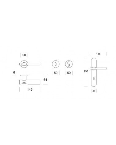 Ento Trace door handle with dimensions