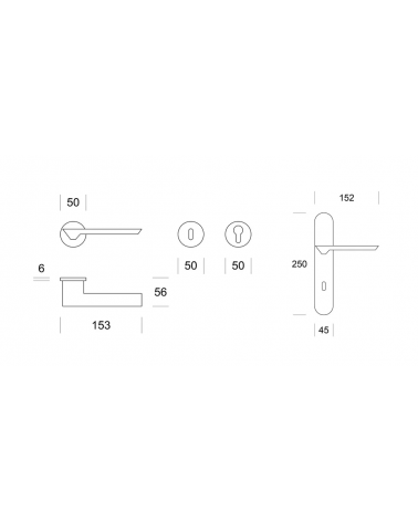 Ento Cedro door handle with dimensions