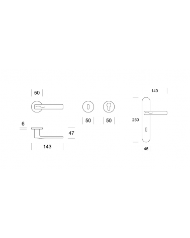 Modern Ento Sand door handle with dimensions