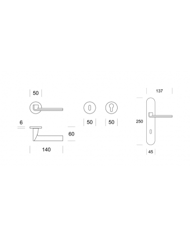 Ento Edge door handle with dimensions
