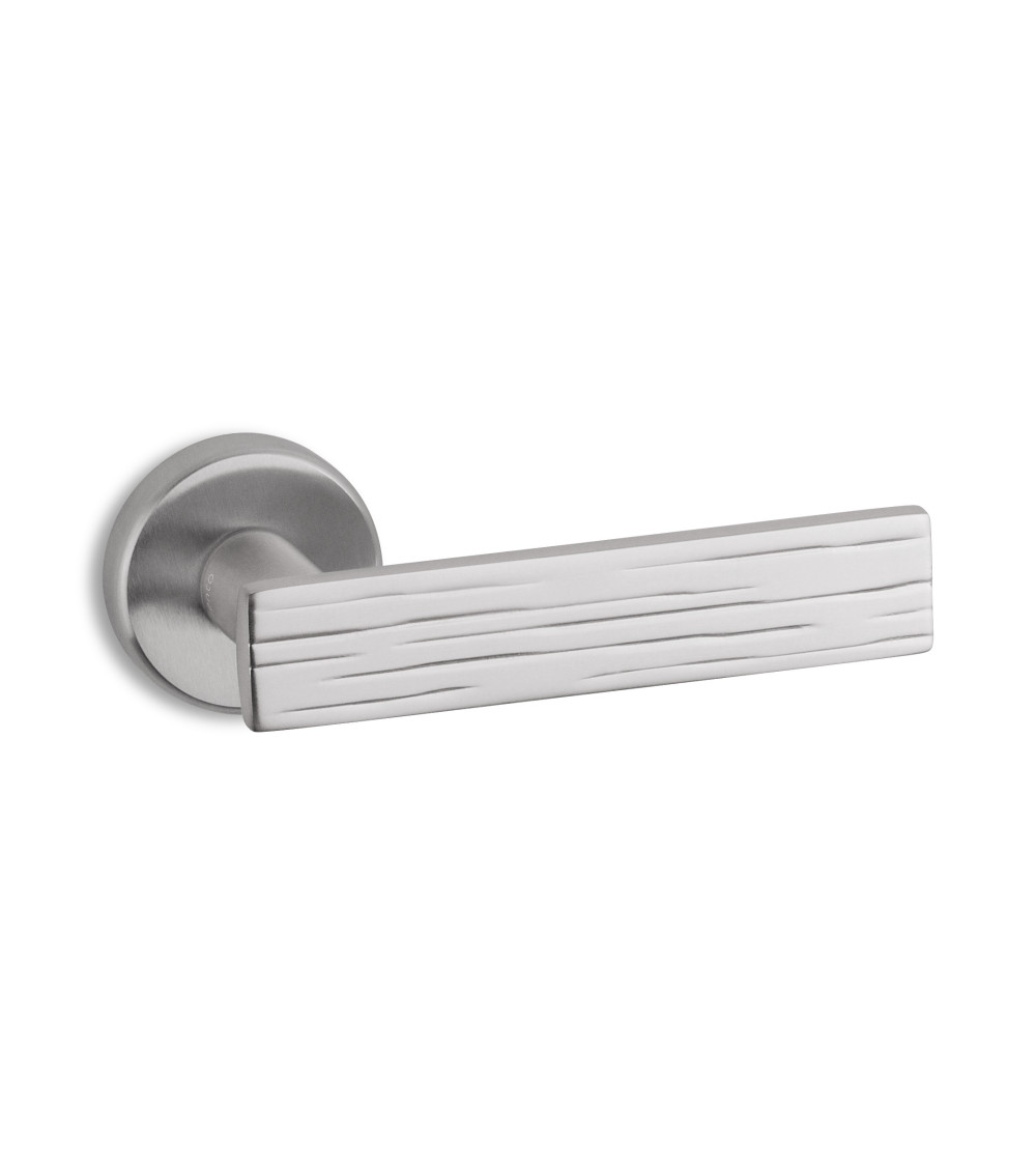 Satin chrome Ento Wood door handle design handle