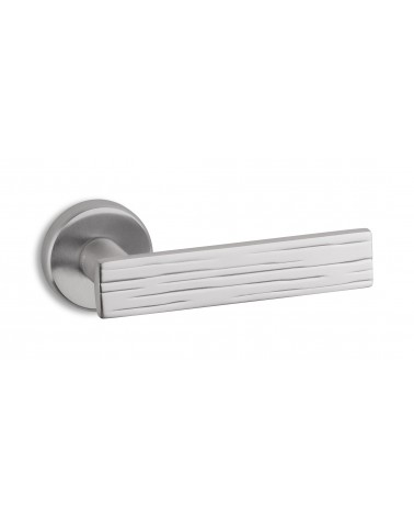Satin chrome Ento Wood door handle design handle