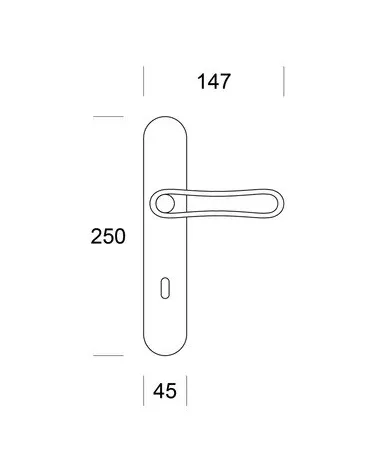 Ento Infinito door handle with dimensions