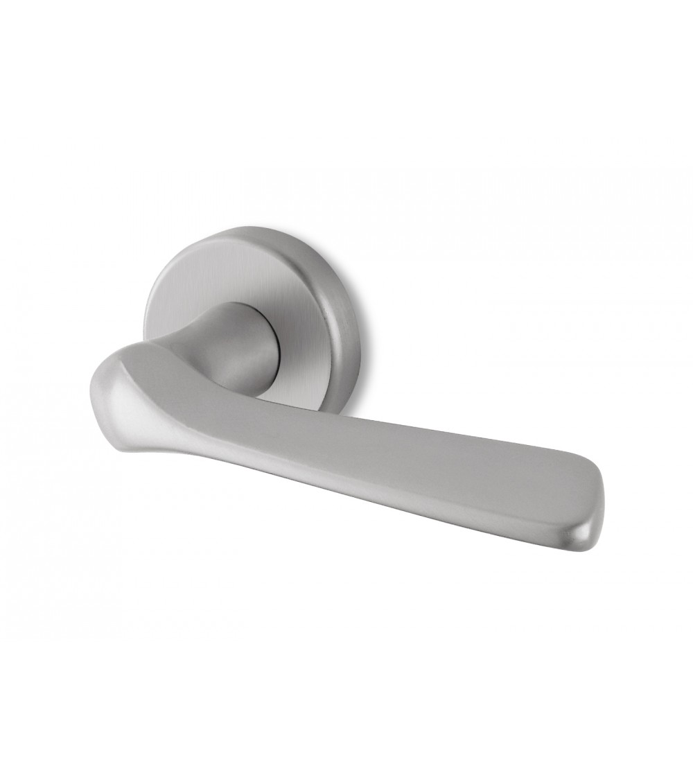 Satin chrome door handle Ento Dafne designer handle