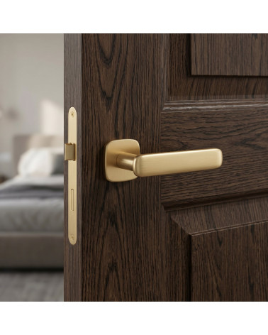 FLOW rounded square satin gold door handle