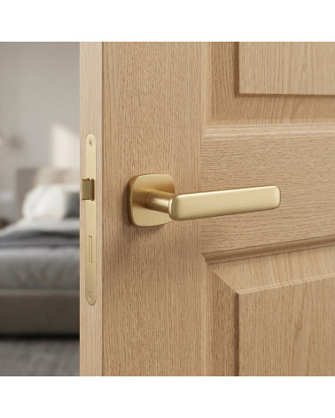 FLOW rounded square satin gold door handle