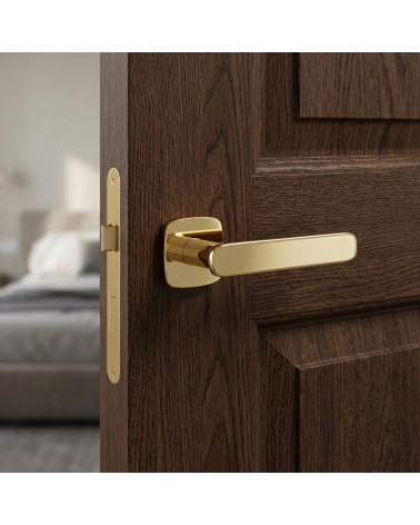 FLOW rounded square polished gold door handle