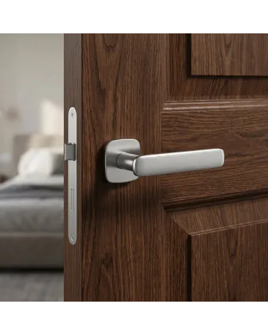 Satin chrome FLOW square rounded door handle