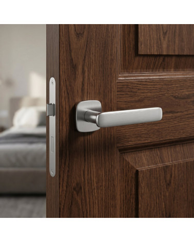 Satin chrome FLOW square rounded door handle