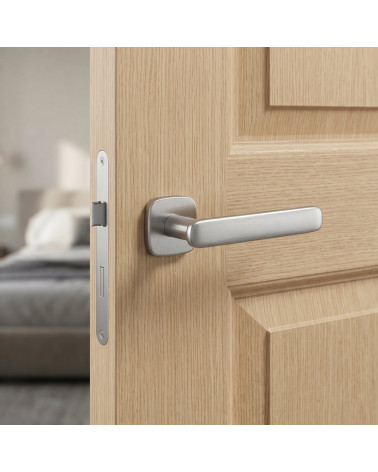 Satin chrome FLOW square rounded door handle