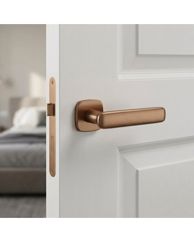 FLOW rounded square door handle in copper colour