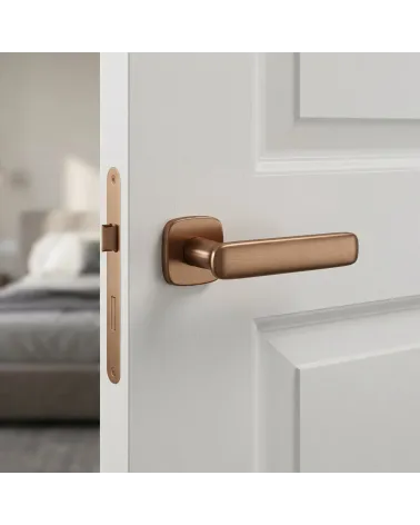 FLOW rounded square door handle in copper colour