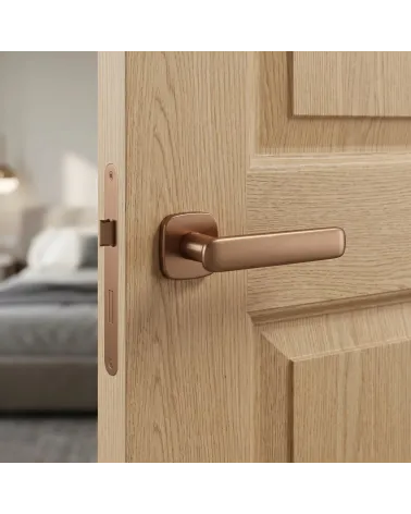 FLOW rounded square door handle in copper colour
