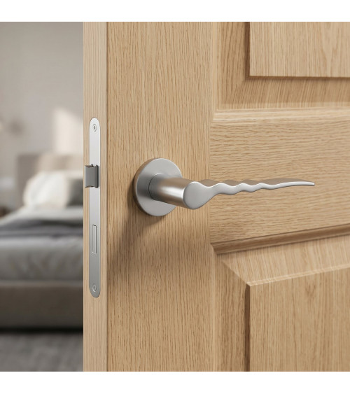 Satin chrome door handle Ento Flow C3 design handle