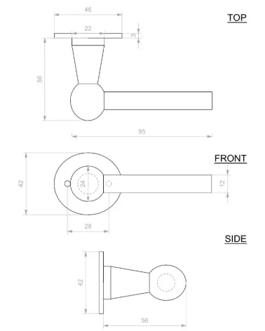 Door handle and vertical handle retro - industrial iron BECDF oval - design handle