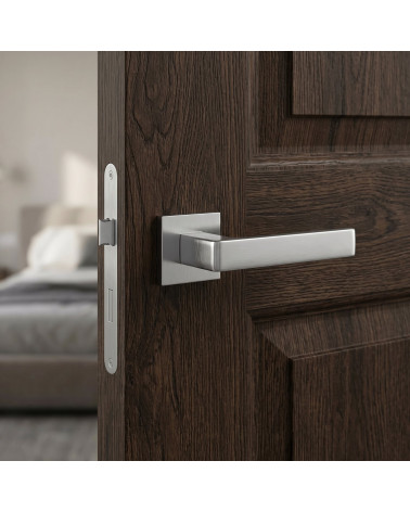 Brushed chrome Apollo square door handles