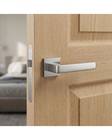 Brushed chrome Apollo square door handles
