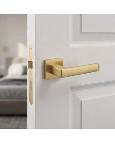 Apollo square door handles in matt gold