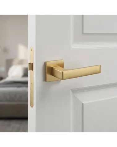 Apollo square door handles in matt gold