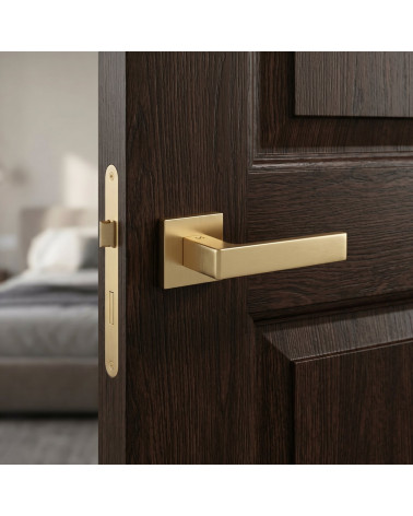 Apollo square door handles in matt gold