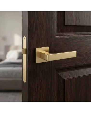 Apollo square door handles in matt gold