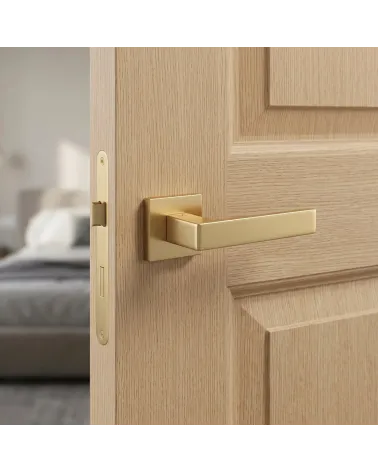 Apollo square door handles in matt gold