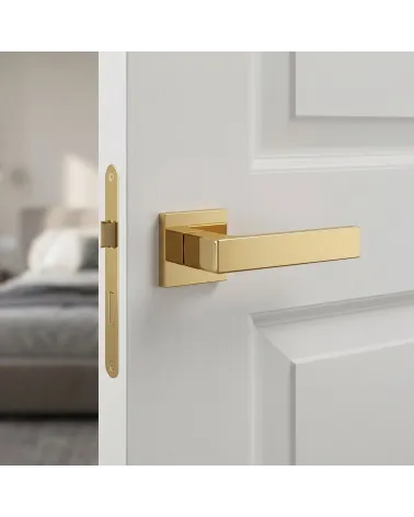 Polished gold Apollo square door handles