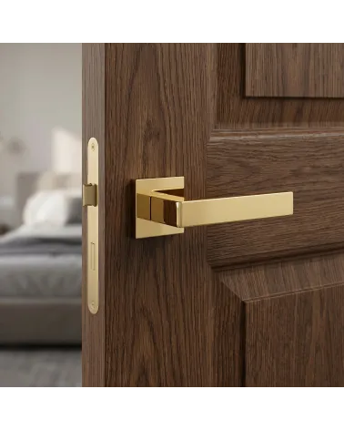 Polished gold Apollo square door handles