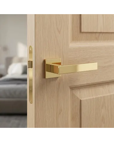 Polished gold Apollo square door handles