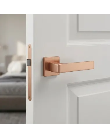 Copper finish Apollo square door handles