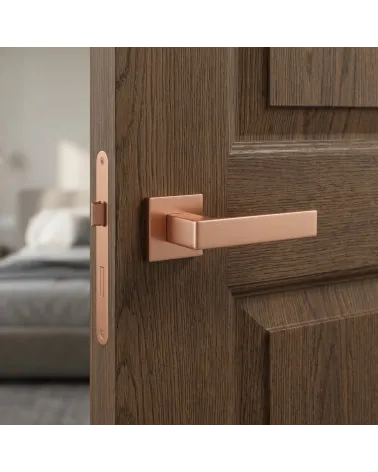 Copper finish Apollo square door handles