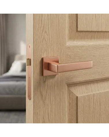 Copper finish Apollo square door handles