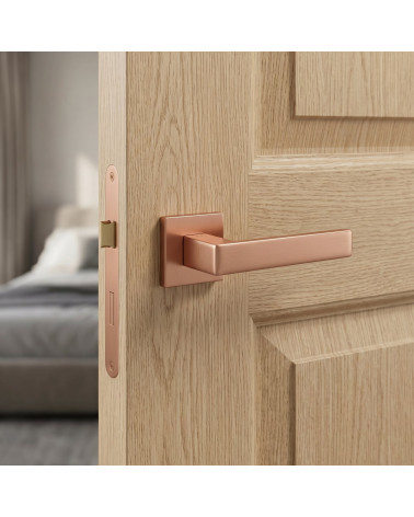 Copper finish Apollo square door handles