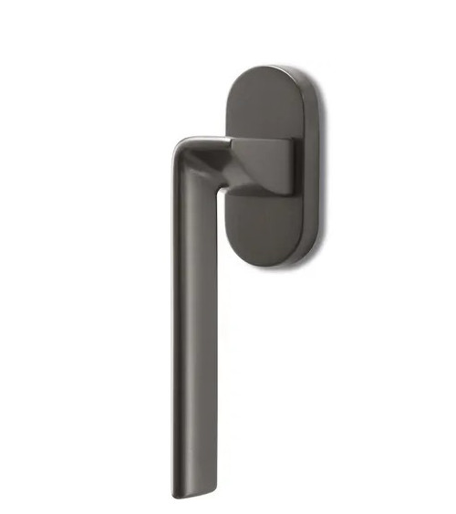 EDGE brass window handle on Ento round rose
