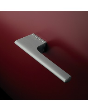 LUPINA satin chrome door handle design handle mounted on a door
