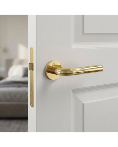 Frella polished gold door handles