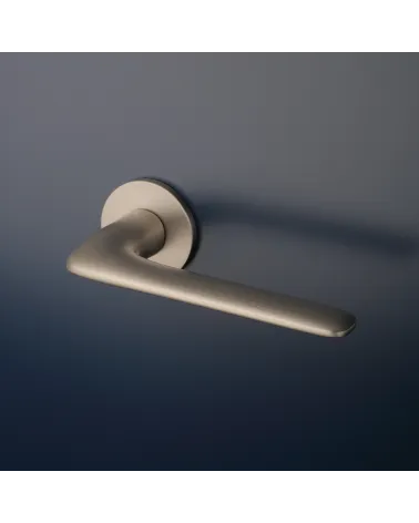 VIOLA brushed nickel door handle design handle mounted on a door