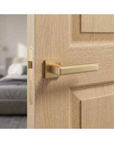 FRESIA door handle in satin gold finish