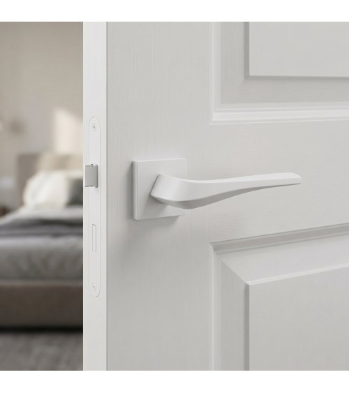Modern square FLOW door handle in zamak - designer handle