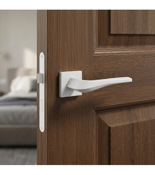 Modern square FLOW door handle in zamak - designer handle